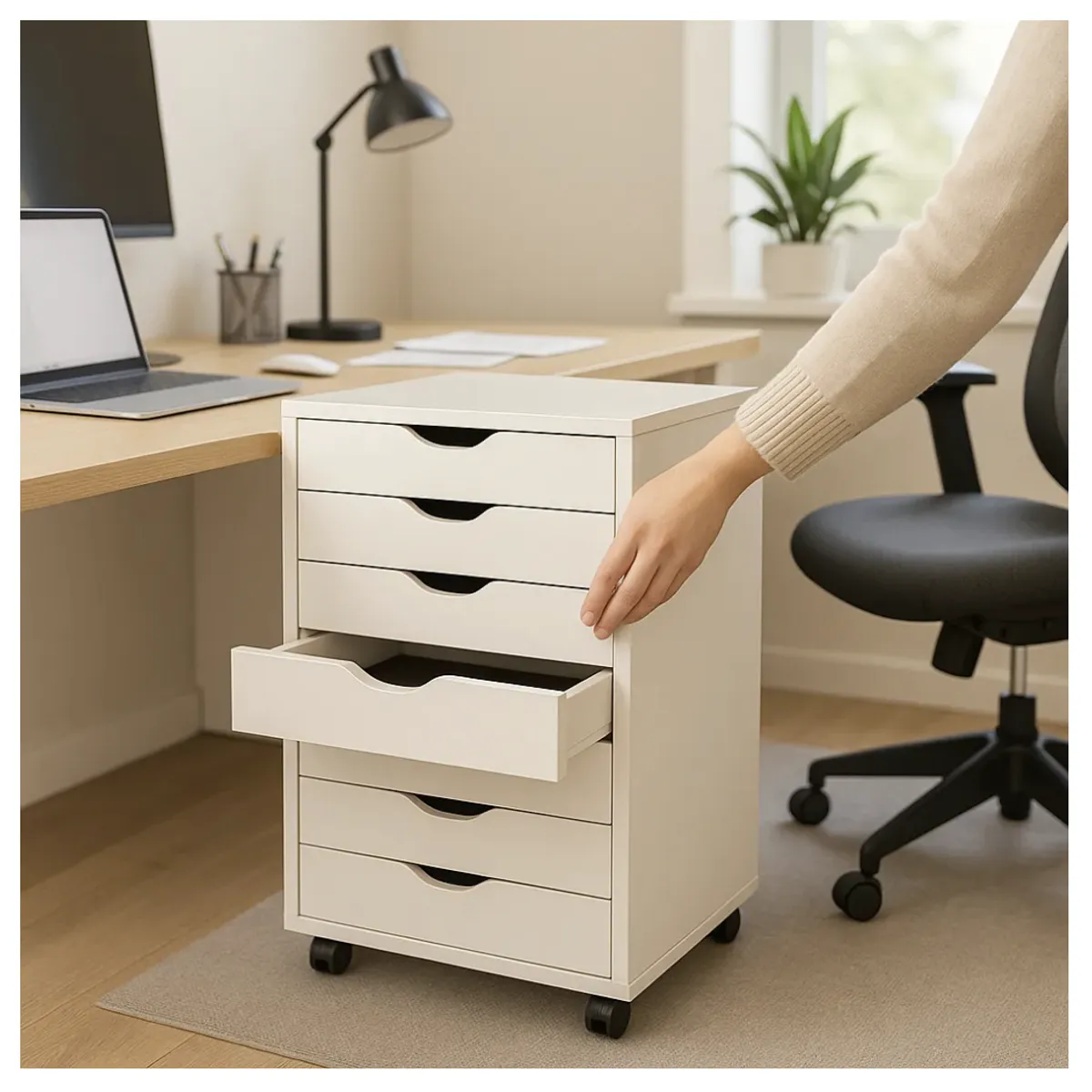 HOMER DESIGN - Mueble Para Oficina Cajonera 7 Tiras Archivador Con Rueda