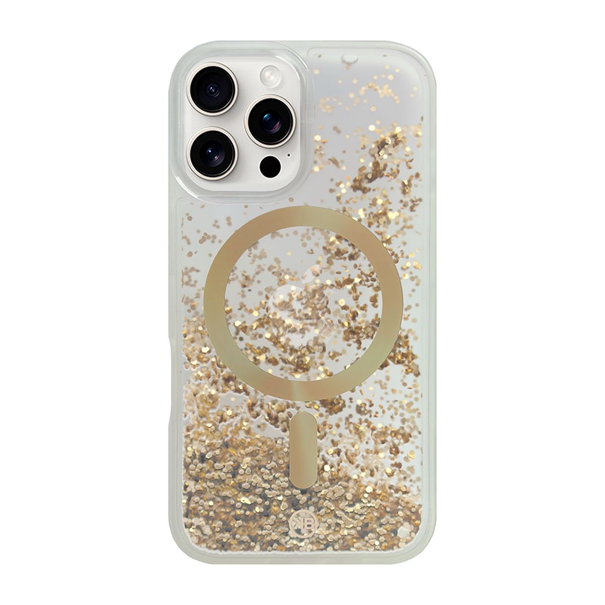 KBOD - Carcasa Con Agua Y Glitter Kbod Stardust Magnetic Brillo Para iPhone 16 Pro Max Dorado