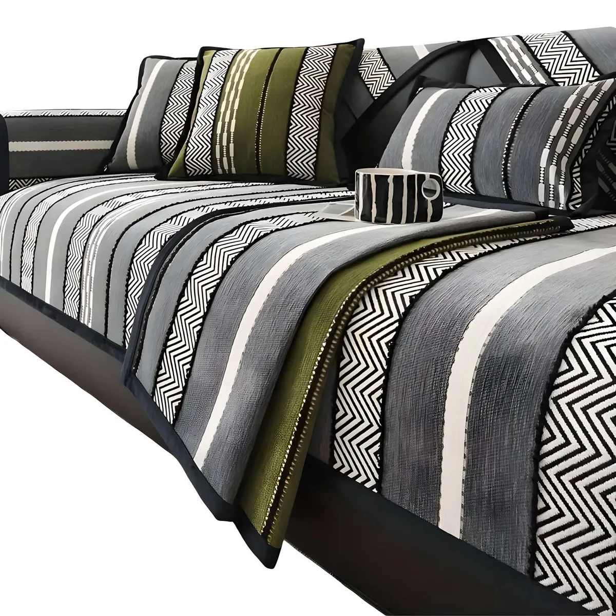 GENERICO - PACK DE 5 FUNDAS PARA SOFA CON DISEÑO R1 GRIS
