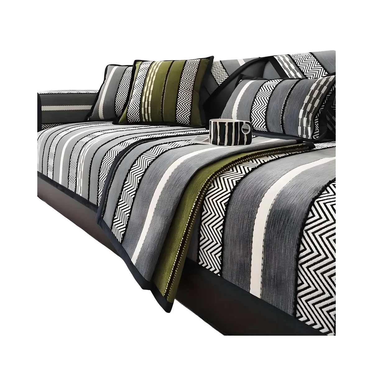 GENERICO - PACK DE 5 FUNDAS PARA SOFA CON DISEÑO R1 GRIS