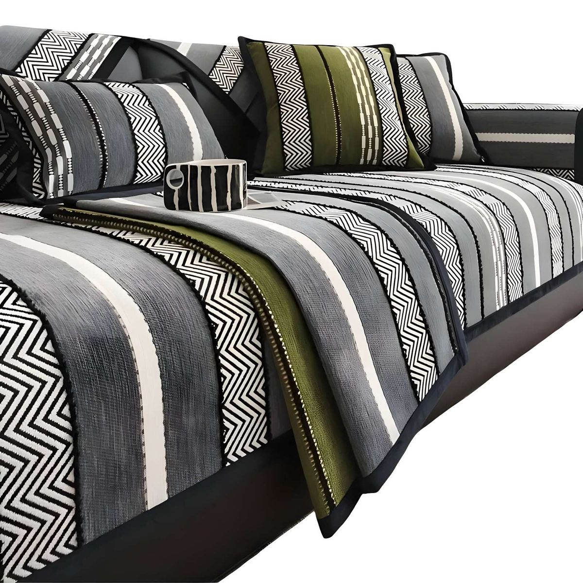 GENERICO - PACK DE 5 FUNDAS PARA SOFA CON DISEÑO R1 GRIS