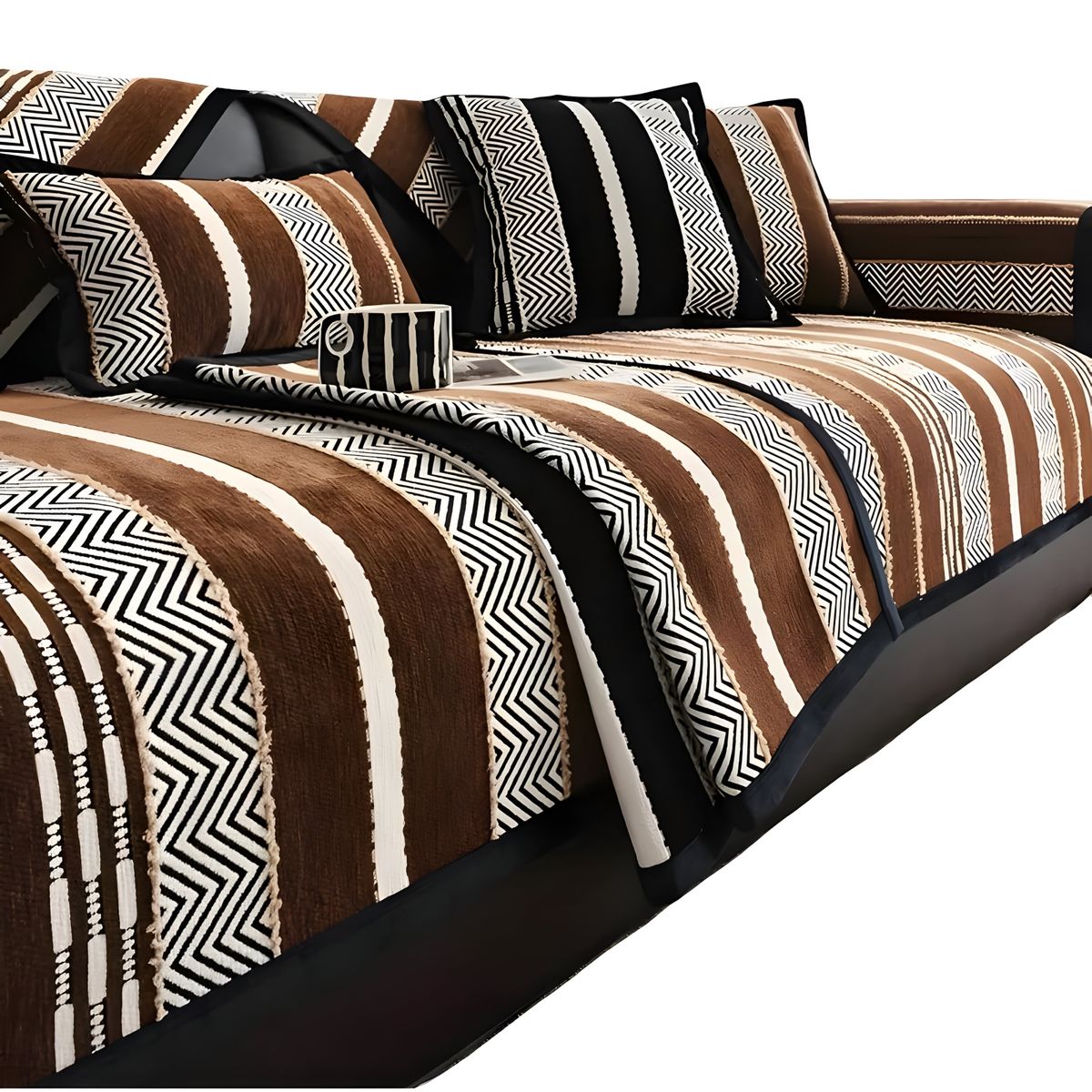 GENERICO - PACK DE 5 FUNDAS PARA SOFA CON DISEÑO R2 CAFÉ