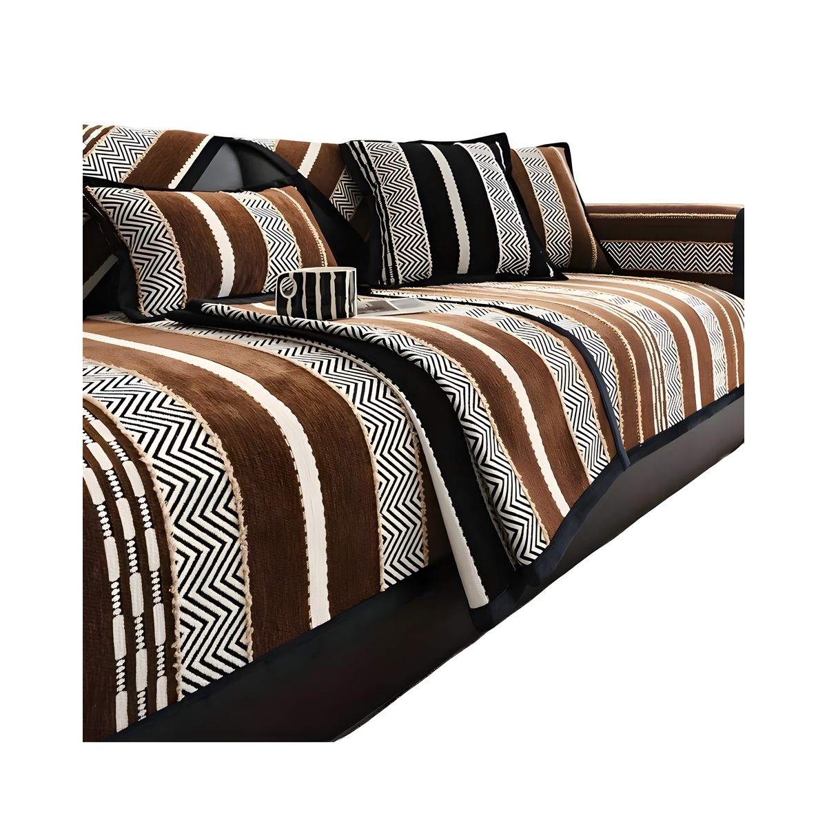 GENERICO - PACK DE 5 FUNDAS PARA SOFA CON DISEÑO R2 CAFÉ