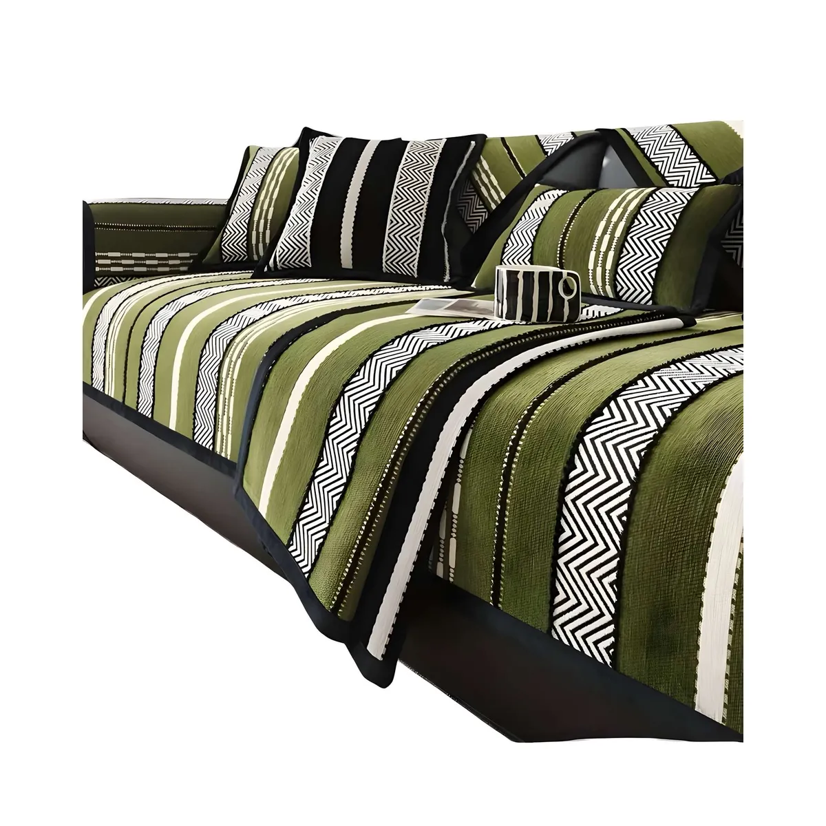 GENERICO - PACK DE 5 FUNDAS PARA SOFA CON DISEÑO R3 VERDE