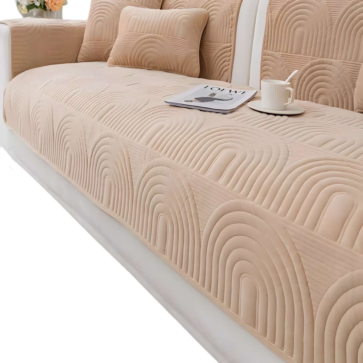 GENERICO - PACK DE 5 FUNDAS PARA SOFA CON DISEÑO J1 BEIGE