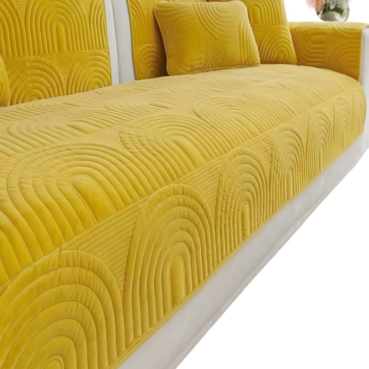 GENERICO - PACK DE 5 FUNDAS PARA SOFA CON DISEÑO J6 AMARILLO
