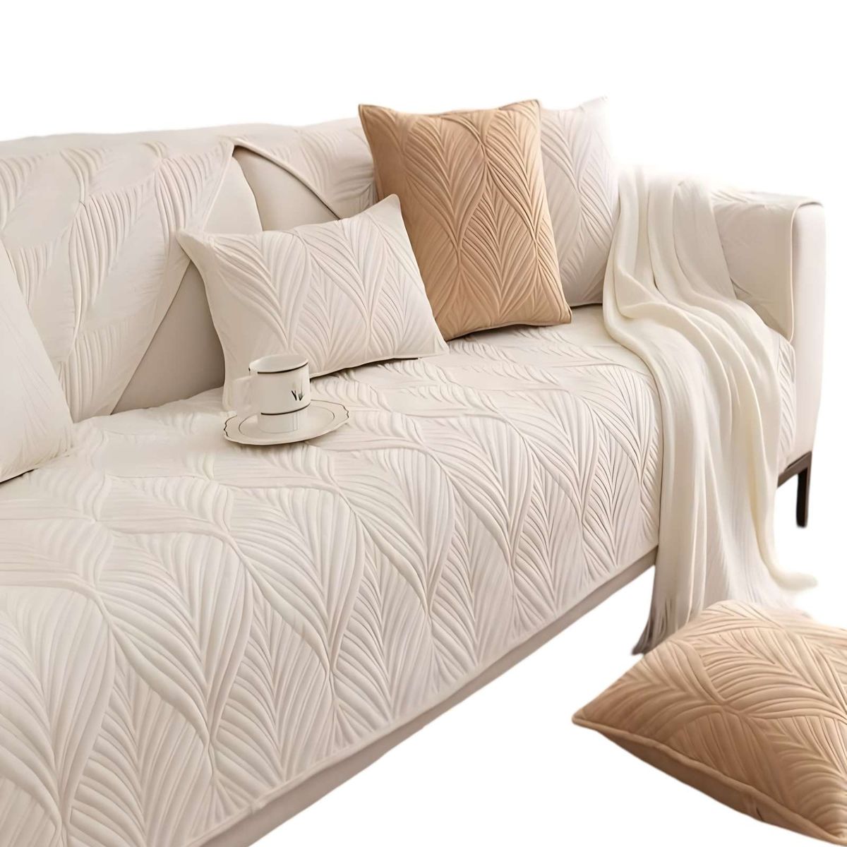 GENERICO - PACK DE 5 FUNDAS PARA SOFA CON DISEÑO G1 BLANCO