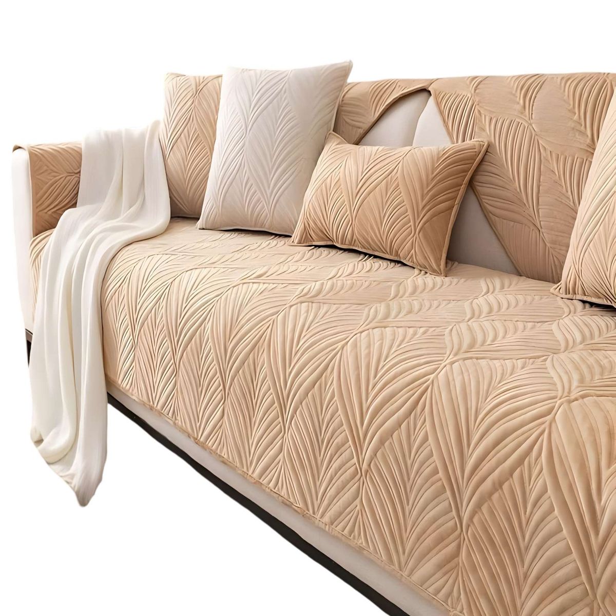 GENERICO - PACK DE 5 FUNDAS PARA SOFA CON DISEÑO G2 BEIGE