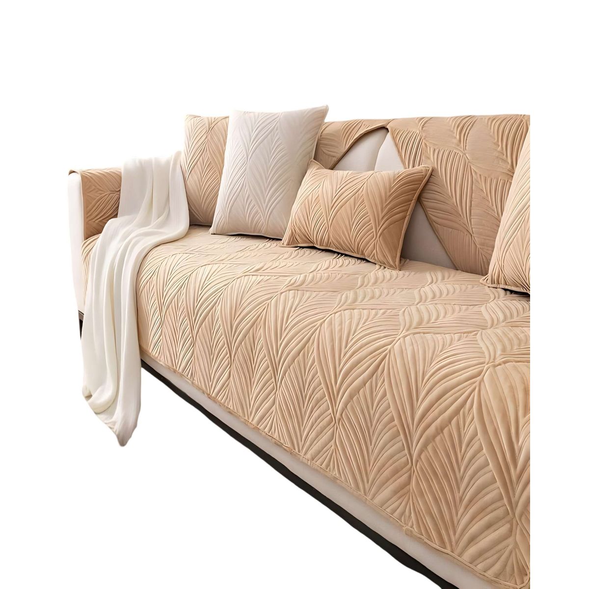 GENERICO - PACK DE 5 FUNDAS PARA SOFA CON DISEÑO G2 BEIGE