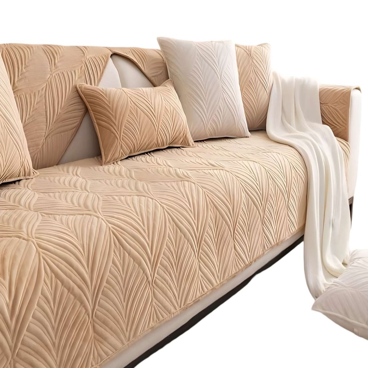 GENERICO - PACK DE 5 FUNDAS PARA SOFA CON DISEÑO G2 BEIGE