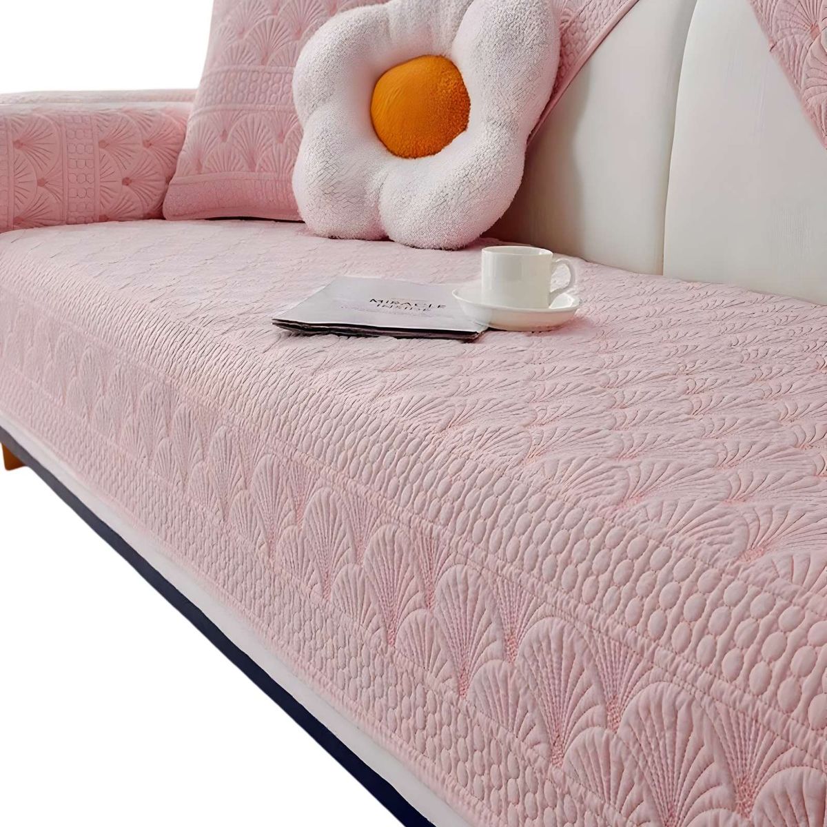 GENERICO - PACK DE 5 FUNDAS PARA SOFA CON DISEÑO F1 ROSA