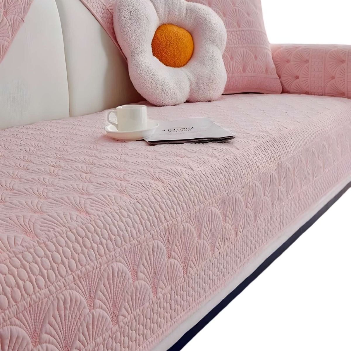 GENERICO - PACK DE 5 FUNDAS PARA SOFA CON DISEÑO F1 ROSA