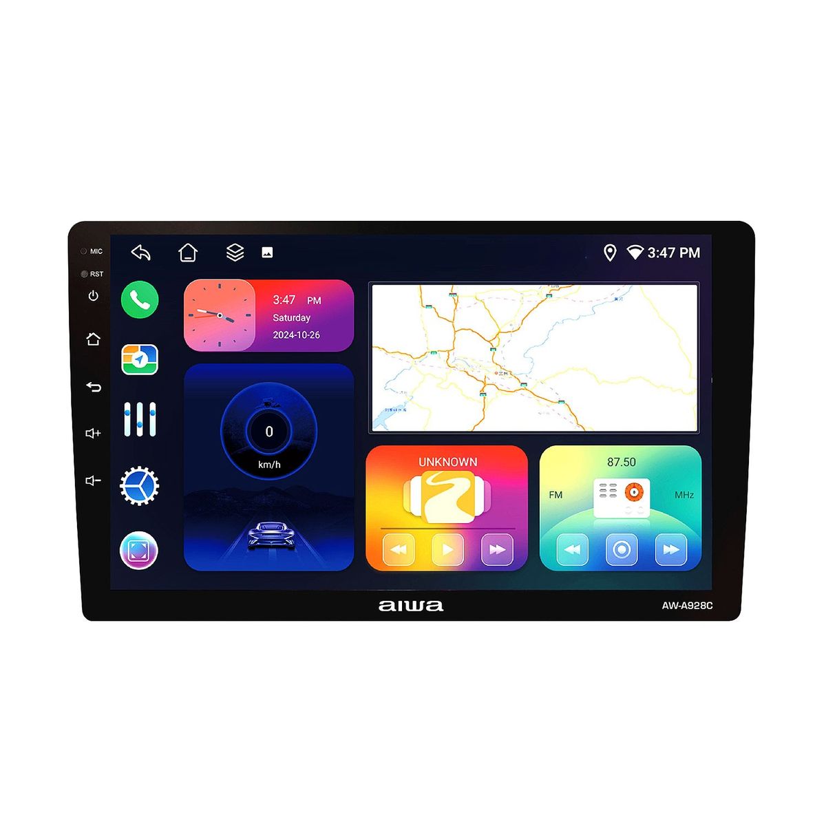 AIWA - Radio Auto Aiwa 2 Din Android Octacore Hd De 9'' Aw-a928c Negro
