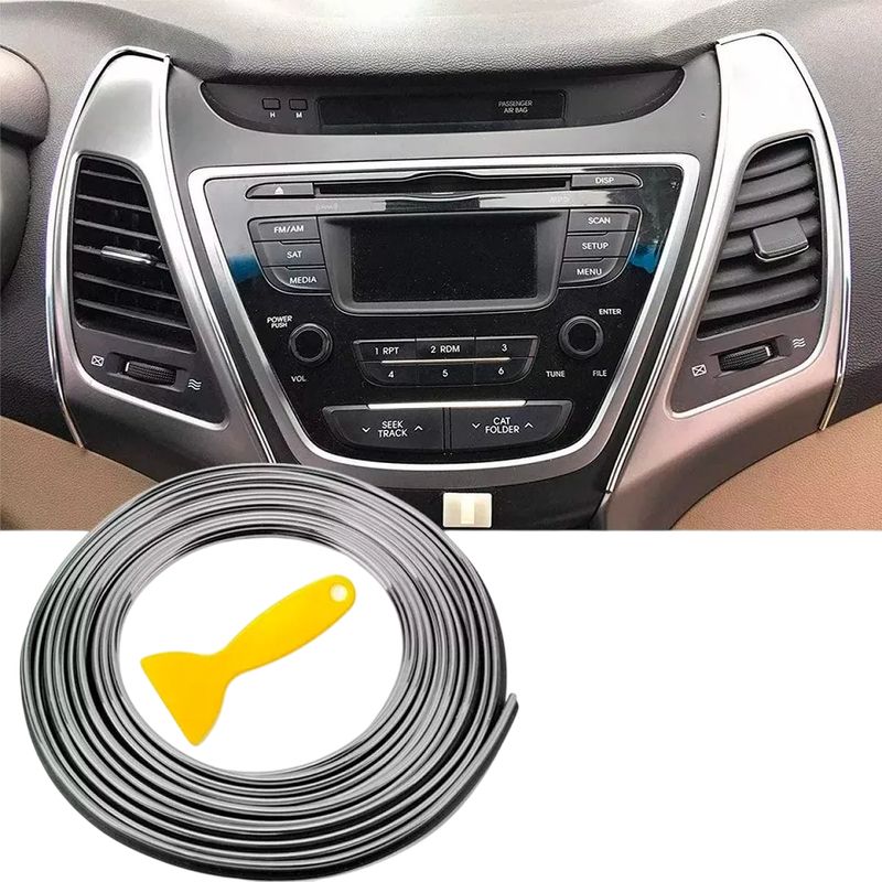 GENERICO - Moldura Cinta Tira 5 Metros + Espatula Auto Interior Tuning
