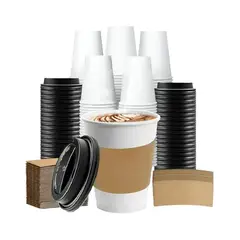 GENERICO - Vaso Cafe Polipapel Vaso Kraft Vaso Ctapa+manga 12oz 100und