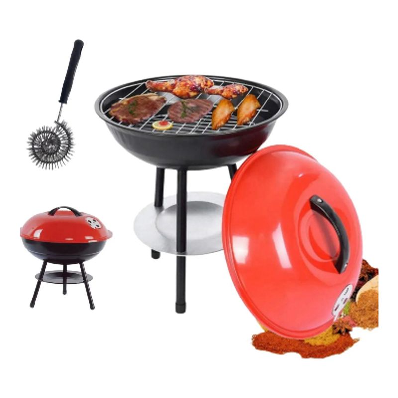 GENERICO - Asador Portátil De Carbón Con Tapa Parrilla Acero