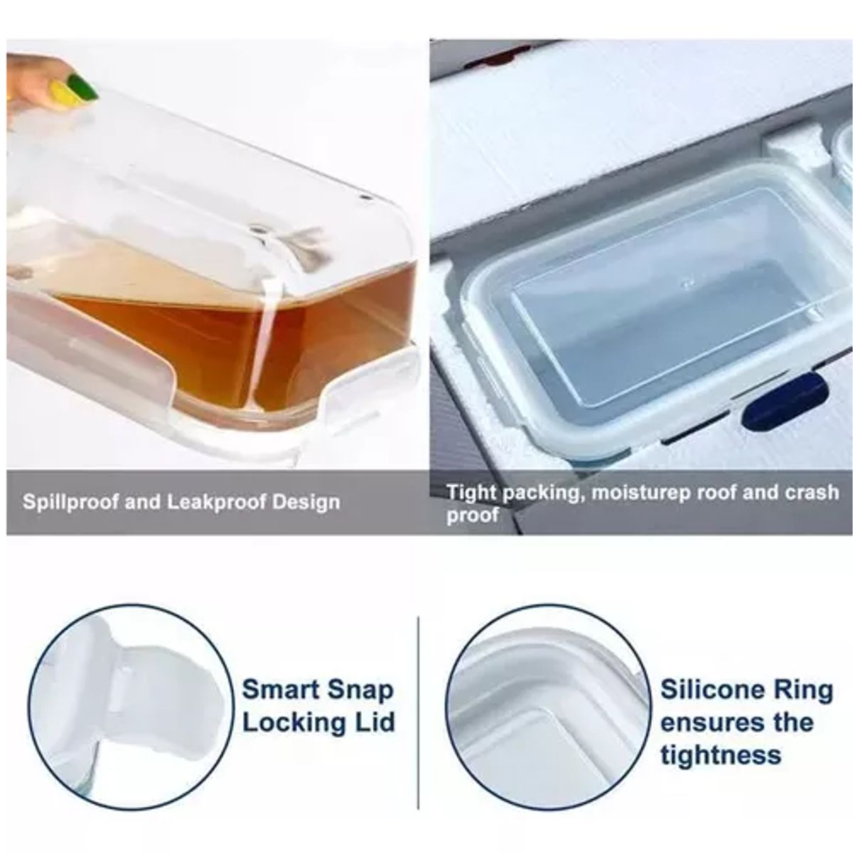 Pack x 3 tupper herméticos vidrio comida 1500 ml Allegra transparente, marca GENERICO - Foto 2