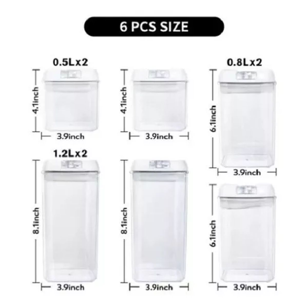 GENERICO - Set de 7 contenedores herméticos de plástico para cocina y despensa