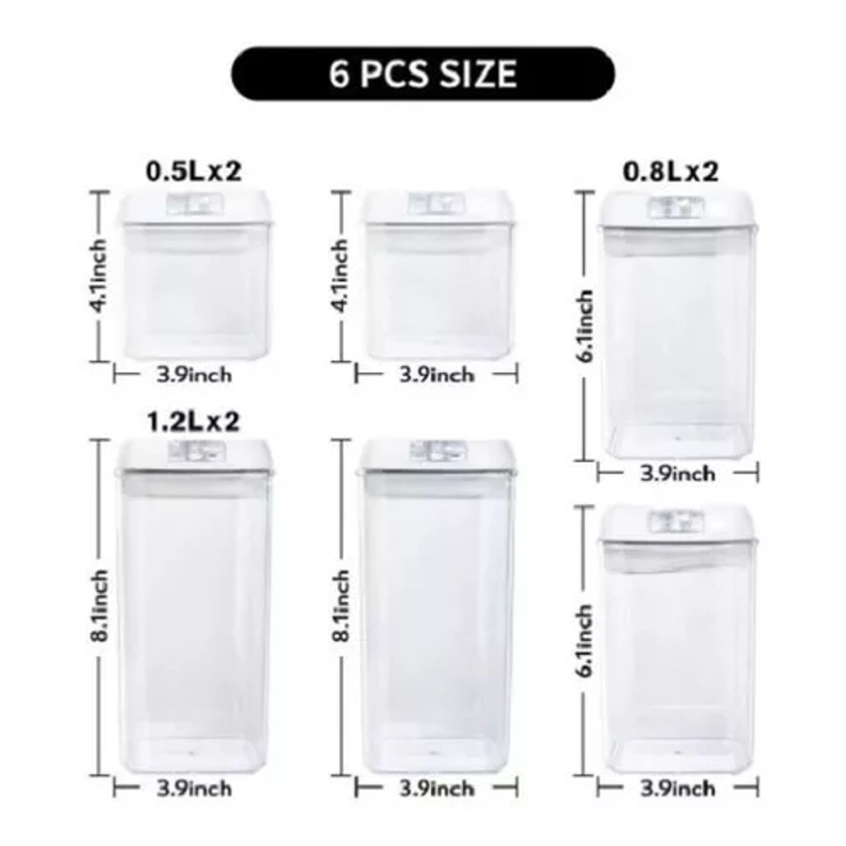 GENERICO - Set de 7 contenedores herméticos de plástico para cocina y despensa