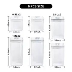 GENERICO - Set de 7 contenedores herméticos de plástico para cocina y despensa