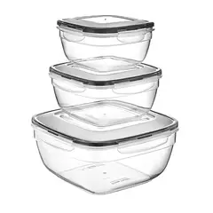 GENERICO - Set de 3 tupper herméticos para alimentos plástico