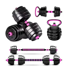 YEP S - Set Mancuernas 20 Kg Barra Rusa 4 En 1 - Rosa