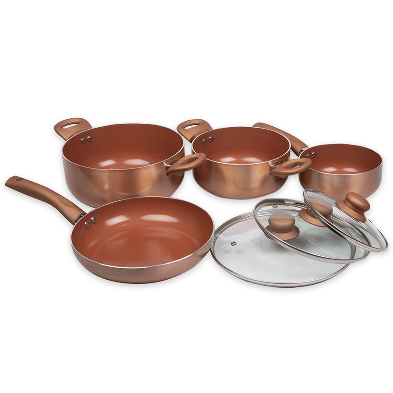DORAL - Batería de Cocina 7 Piezas Aluminio Titanio Cobre Línea Montecarlo