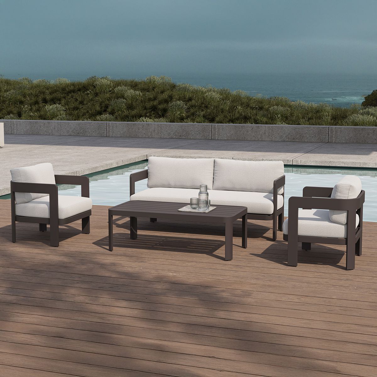 DECO EXTERIOR - Juego Living de Terraza Galdana 4 piezas - Mokka