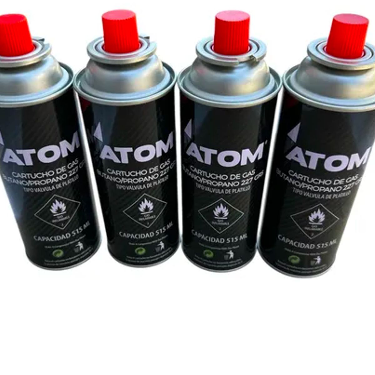ATOM - Pack 4 Gas Atom Propano Butano Cocinilla Soplete Encime 227g