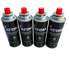 ATOM - Pack 4 Gas Propano Butano Cocinilla Soplete Encime 227g