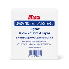 GENERICO - Gasa No Tejida Estéril 10x10 Cm 50unid Gasa Estéril Medica
