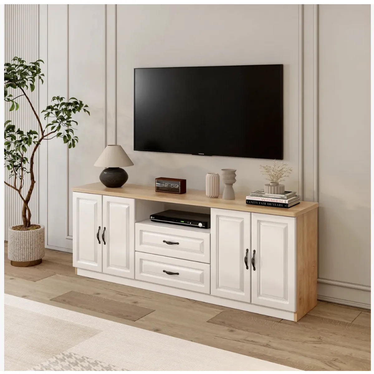 HOMER DESIGN - Rack Tv 140x30x60cm Alto Estilo Europeo Hecho En Melamina DSG04727-TP