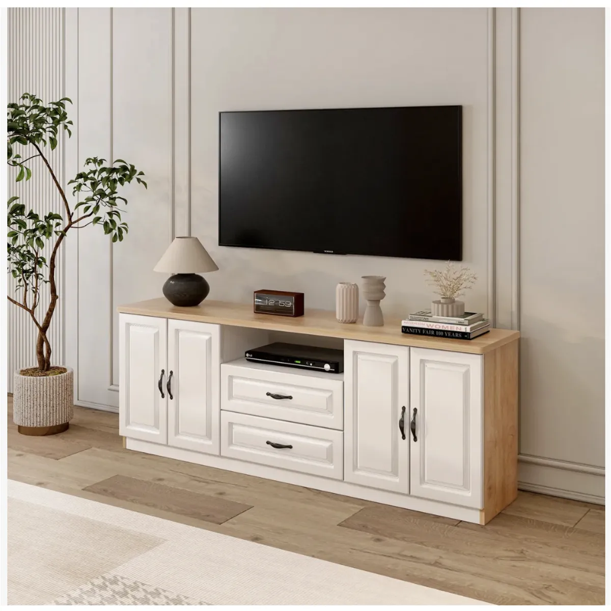 HOMER DESIGN - Rack Tv 140x30x60cm Alto Estilo Europeo Hecho En Melamina DSG04727-TP