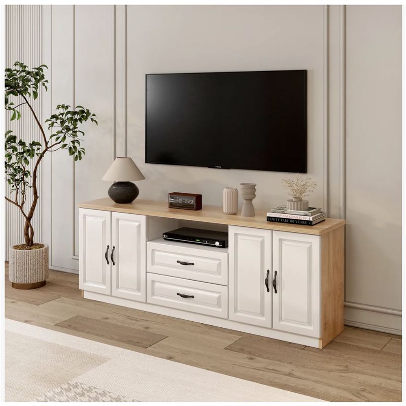 HOMER DESIGN - Rack Tv 140x30x60cm Alto Estilo Europeo Hecho En Melamina