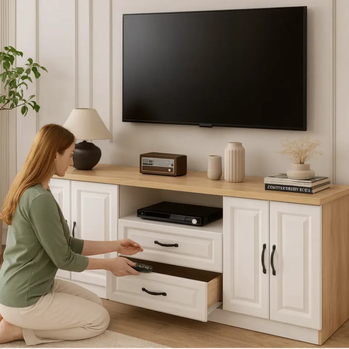 HOMER DESIGN - Rack Tv 140x30x60cm Alto Estilo Europeo Hecho En Melamina DSG04727-TP