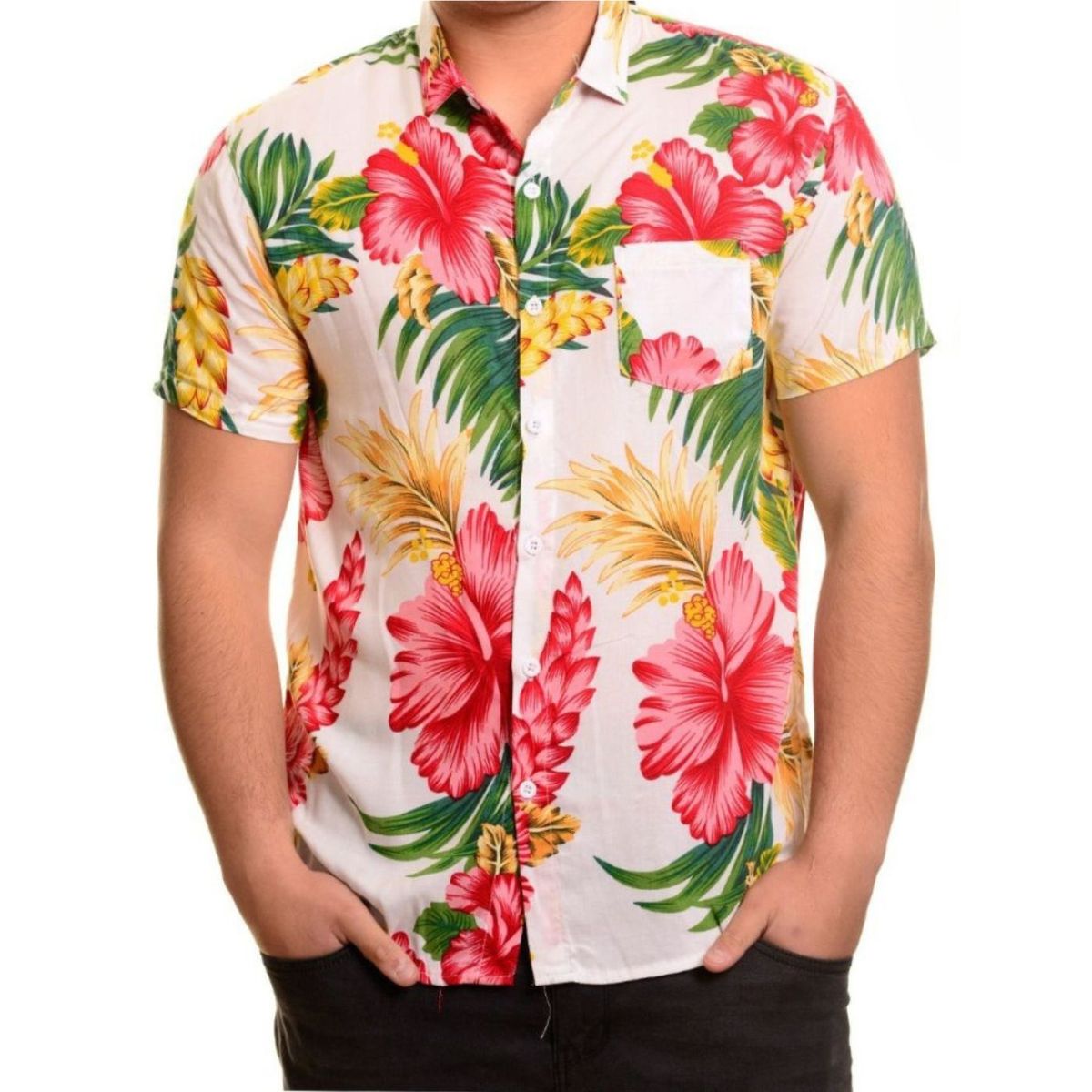 LIKE SHOP - Camisa Hombre Guayabera Manga Corta Fashion Diseño Botones 097