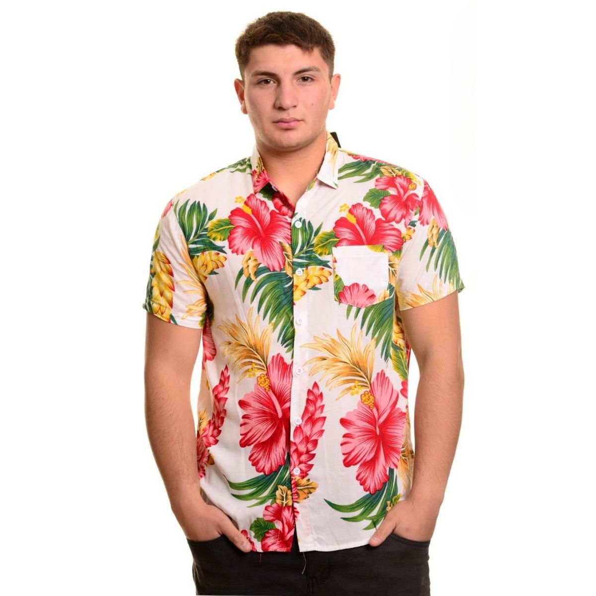 LIKE SHOP - Camisa Hombre Guayabera Manga Corta Fashion Diseño Botones 097