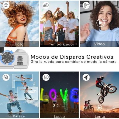 Imagen 2 del producto Cámara Fotografíca Digital 4K 30fps 64MP Pantalla Giratoria Blanco