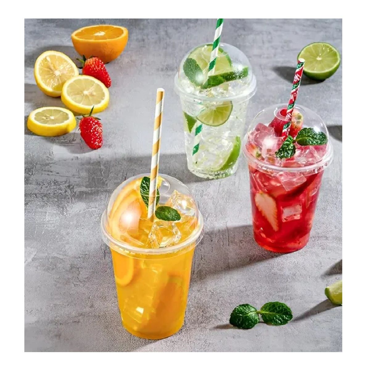 PASTELERIUSCL - 50 Vaso Desechable Plastico Vasos Tapa Domo Con Hoyo 12oz Vasos Plasticos Desechables Vasos Bebidas