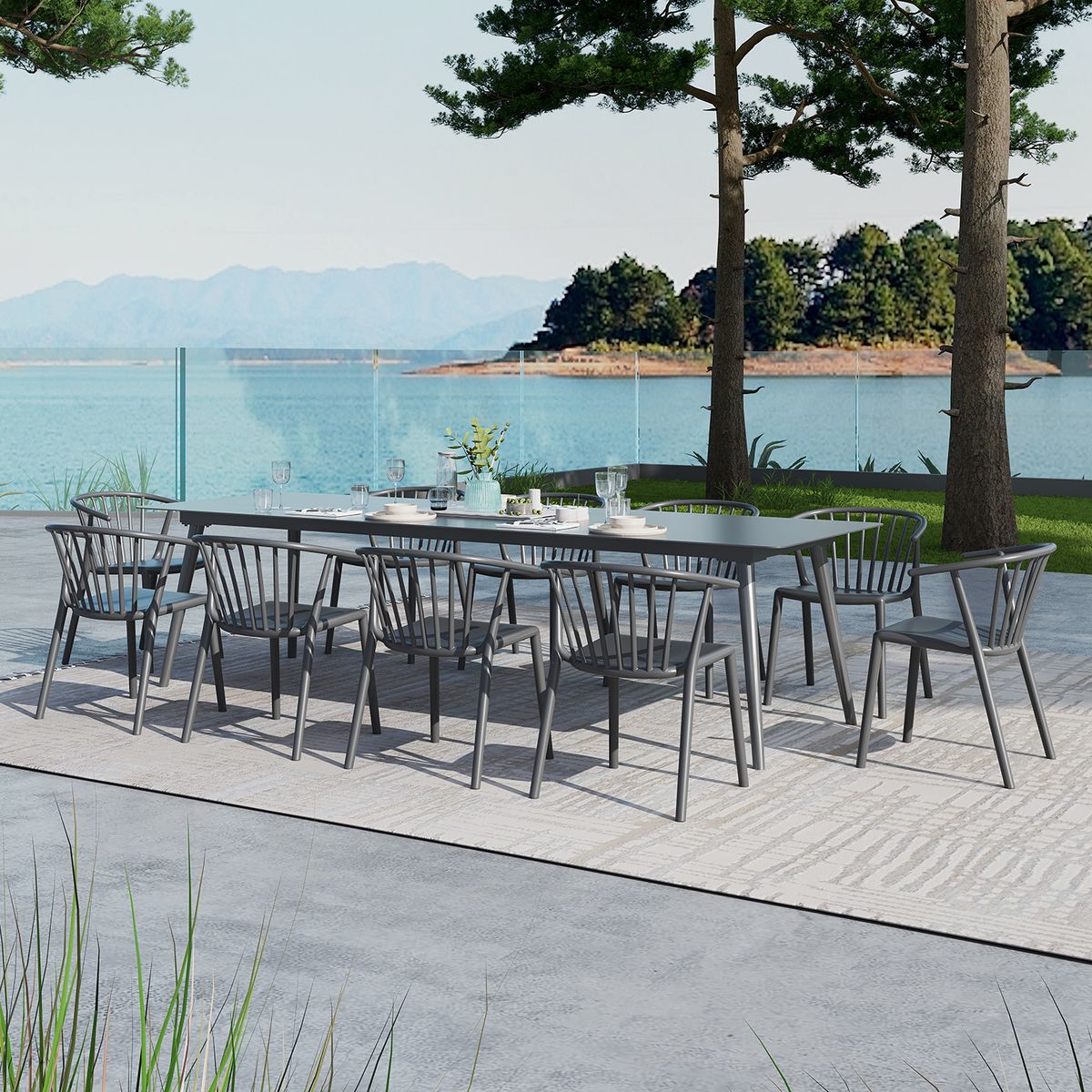 DECO EXTERIOR - Mesa Comedor Aluminio Nikko 280 - Charcoal Grey