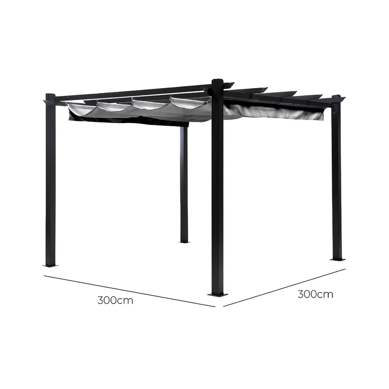 GENERICO - Pérgola de Aluminio 3x4m con Techo Retráctil Marrón