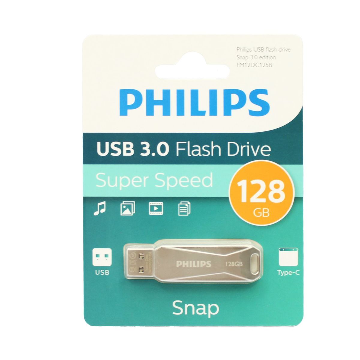 PHILIPS - Pendrive Philips Snap 128GB USB 3.0 y Tipo C FM12DC125B - PS