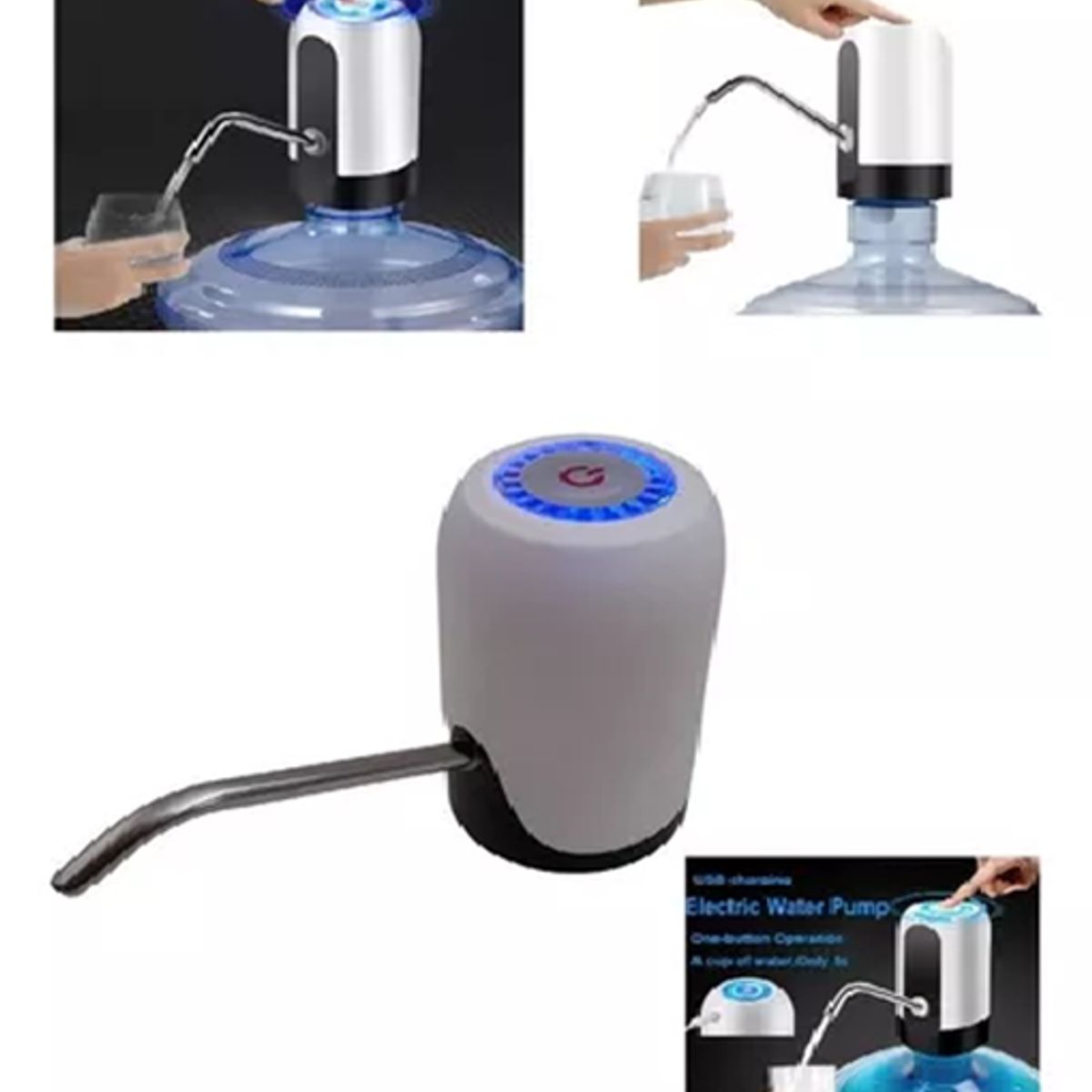 GENERICO - Dispensador de agua electrónico recargable botellón blanco