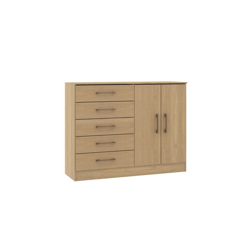 EXIT - Cómoda 5 Cajon(es) 2 Puerta(s) 119x93x38 Cm Roble