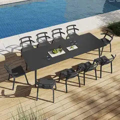 DECO EXTERIOR - Mesa Comedor Aluminio Nikko 280 - Negro