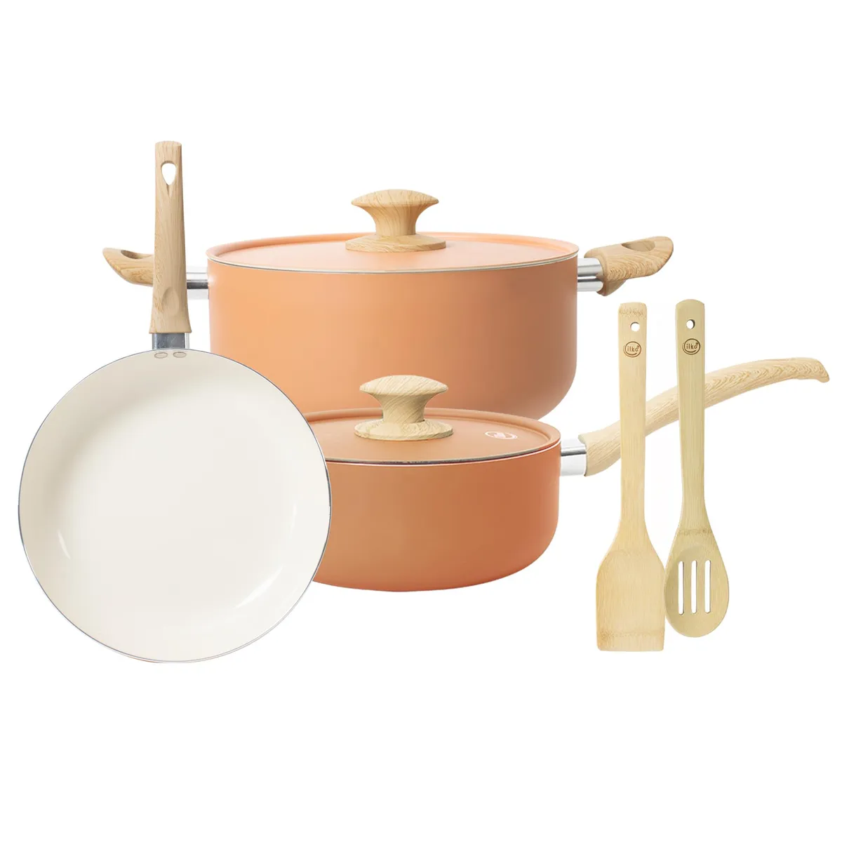 ILKO - Bateria Cocina Ilko 7 Piezas Apricot Ceramic