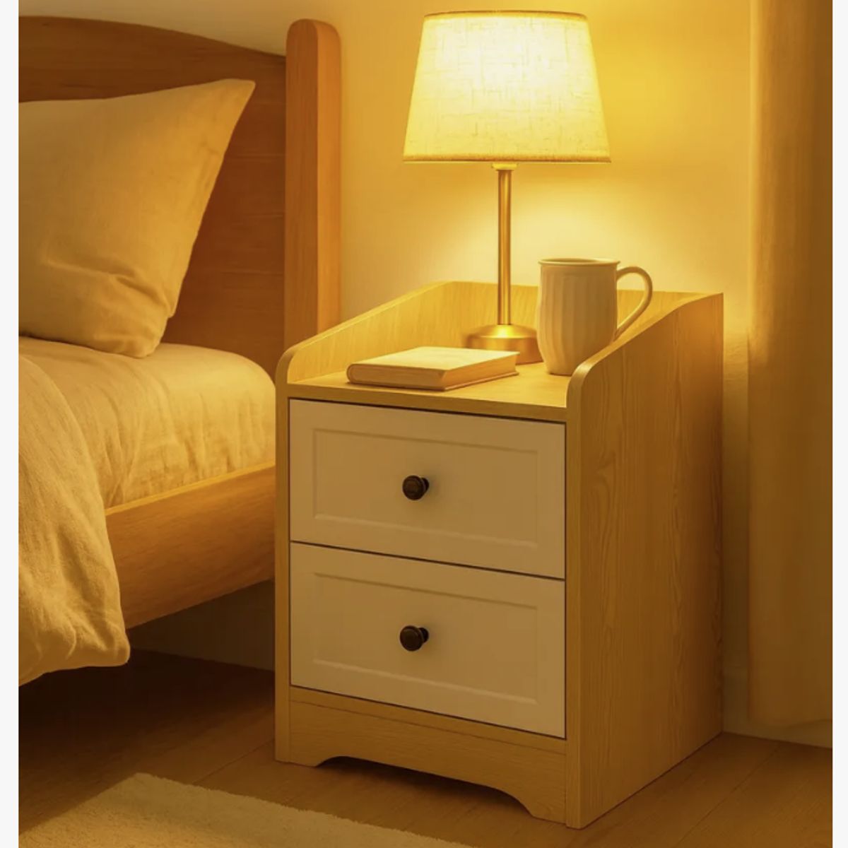 HOMER DESIGN - Velador Estilo Europeo 2 Tiras 40x40x60cm Hecho En Melamina.