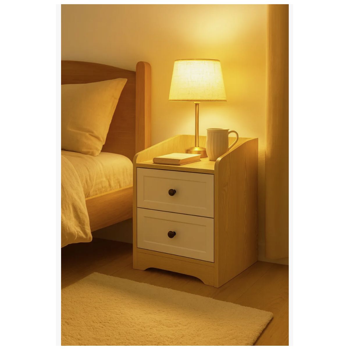 HOMER DESIGN - Velador Estilo Europeo 2 Tiras 40x40x60cm Hecho En Melamina.