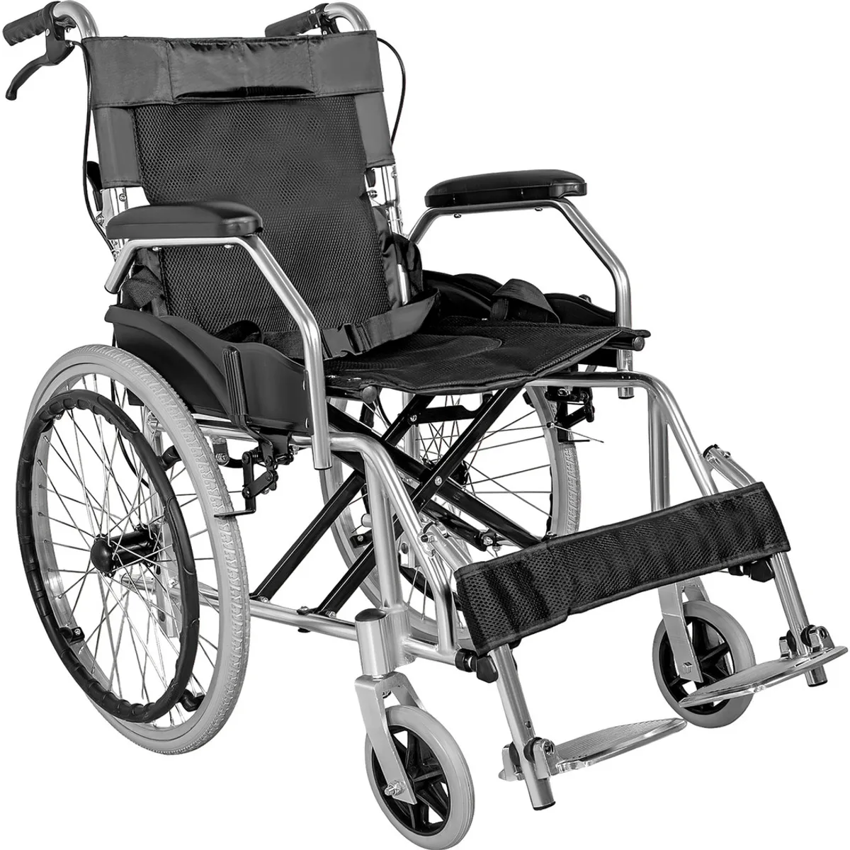 NANOFORT - Silla Ruedas Ligera Plegable Doble Freno Resistente 120kg