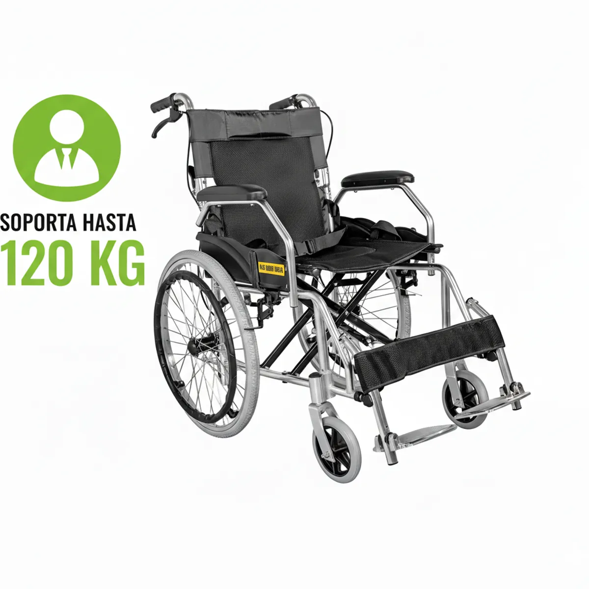 NANOFORT - Silla Ruedas Ligera Plegable Doble Freno Resistente 120kg